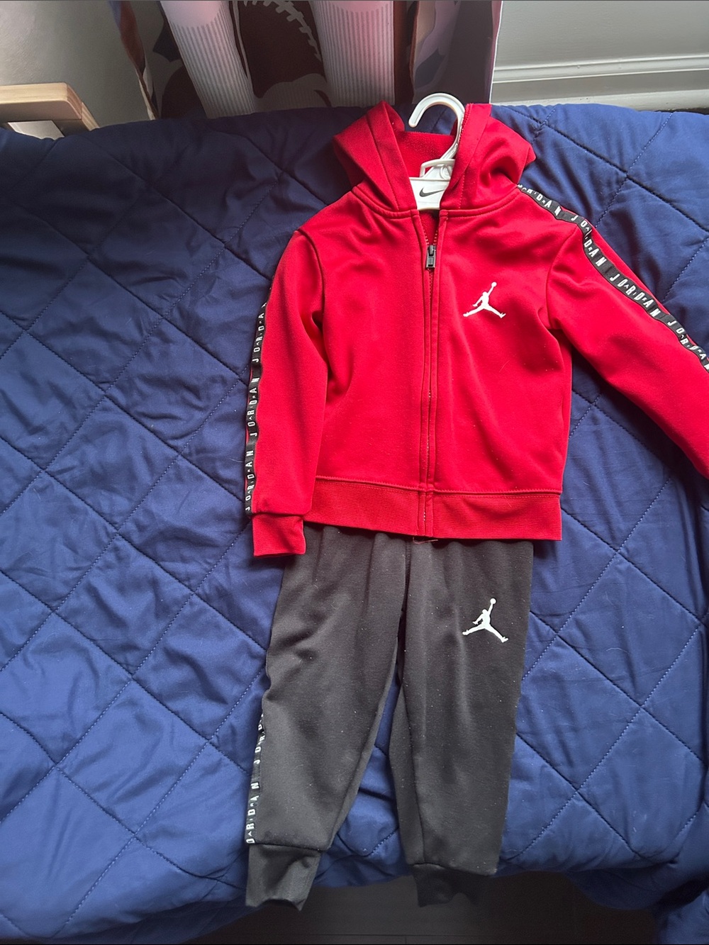 Jordan Kids' Red Hoodie & Black Joggers Set